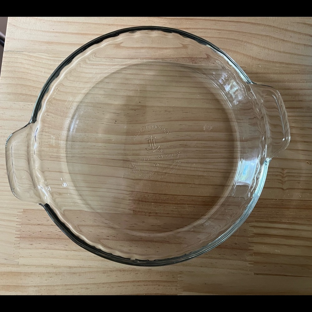 Vintage Anchor Hocking USA Heavy 2+ lb Clear Glass 9.5” 24cm Pie Bake Pan Plate